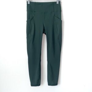 Lululemon Time To Sweat Crop Leggings Womens 4 Olive Green pockets‎ Wide Waist